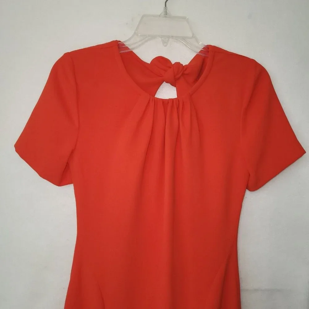 Diane Von Furstenberg Rose Scorn Dress Womens 4 Spicy Orange Cut Out Bow Back - Picture 4 of 16